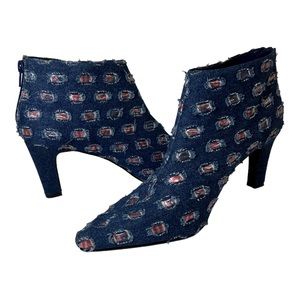 B.F.Y. Boots For You Denim Pointed Toe Booties Heels SZ 8.5 W